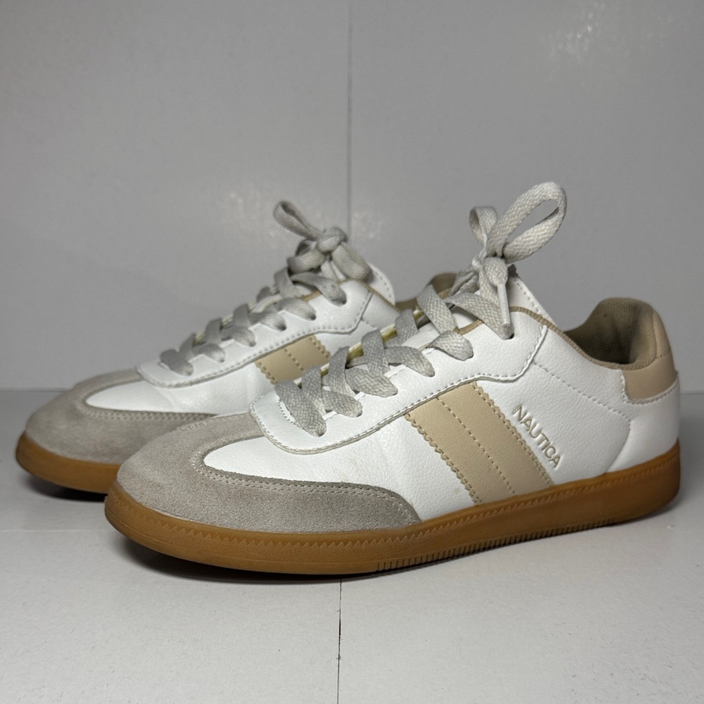 Nautica Men's White and Beige Sneakers